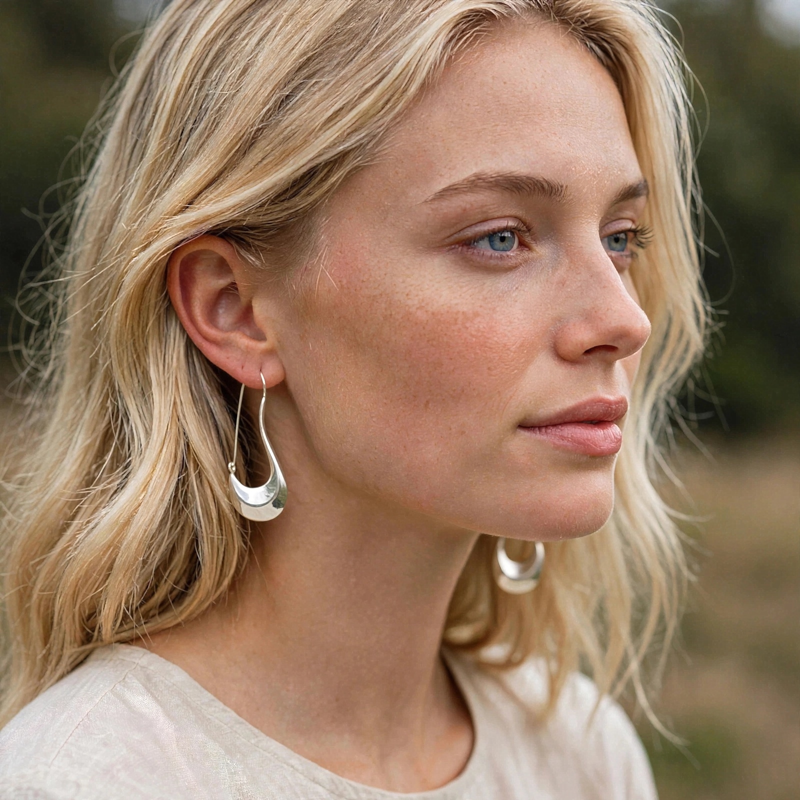 925 Sterling Silver Puffy Pipe Dangle Hoops –Handmade Sculptural Earrings - Image 8