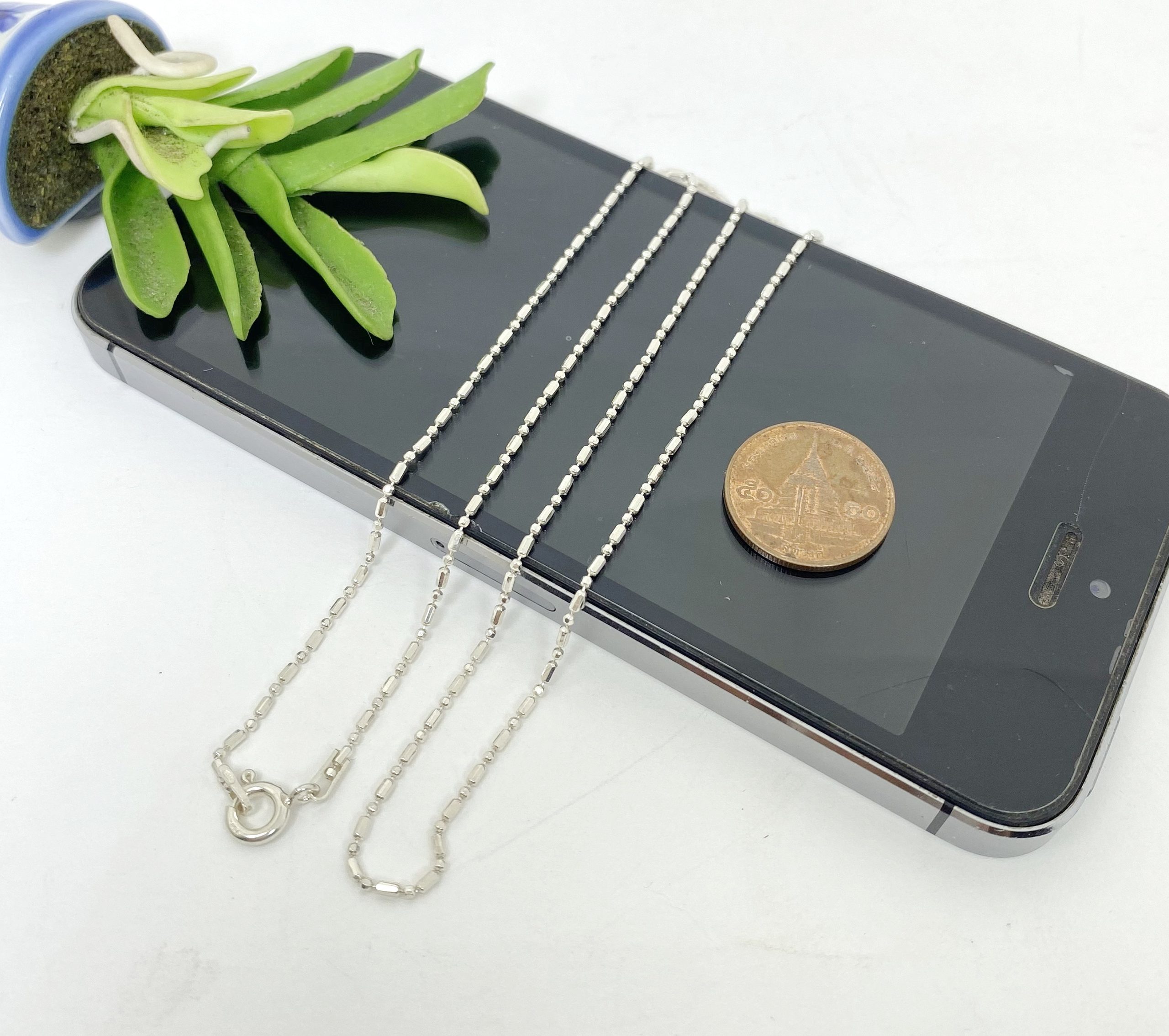 Handmade Minimalist Fancy Cutting Beads Chain Necklace - 925 Sterling Silver for Her - Image 10