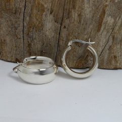 Handmade 925 Sterling Silver Puffy Wide Hoop Earrings – 25mm Sculptural Silver Hoops