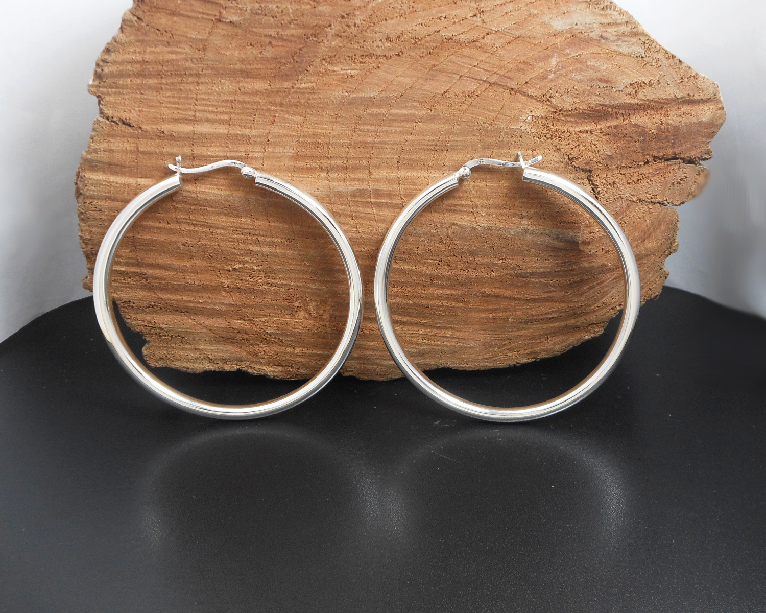 Handmade 925 Sterling Silver Large 60mm Round Hoop Earrings – Sculptural Wide Circle Hoops - Image 4