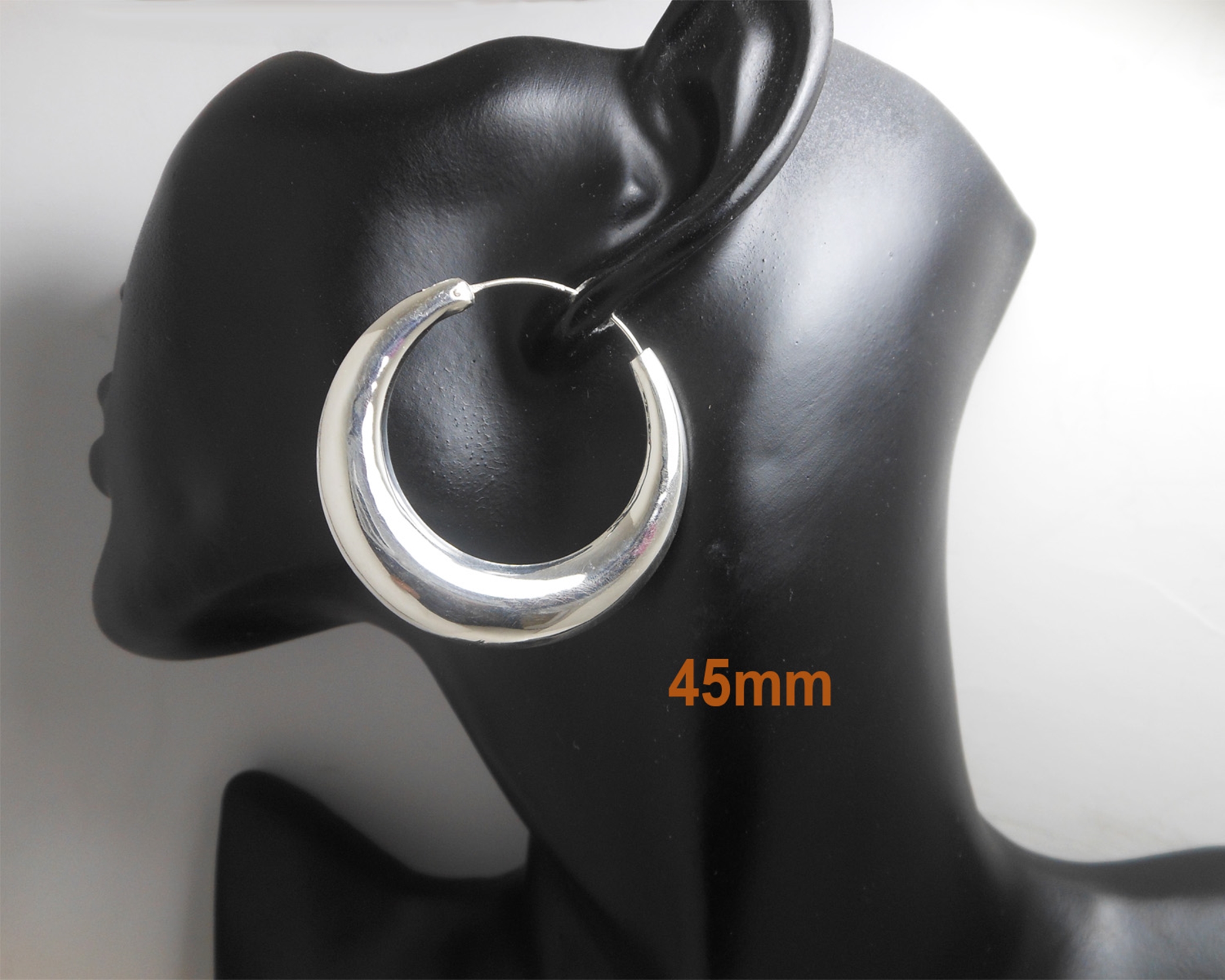 925 Sterling Silver Puffy Tribal Chubby Hoop Earrings - Handmade Round Hoops (Multi-Size) - Image 10