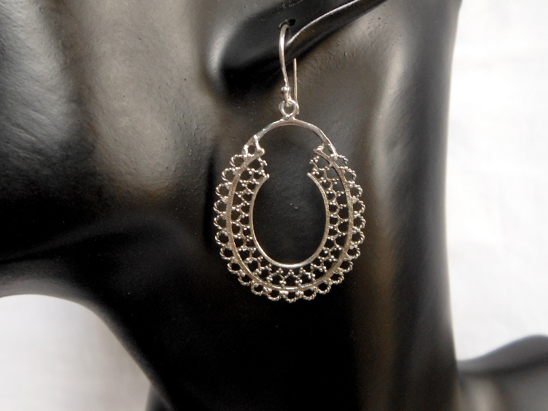 Handmade 925 Sterling Silver Mandala Hoop Drop Earrings – Traditional Oval Dangle Jewelry - Image 10