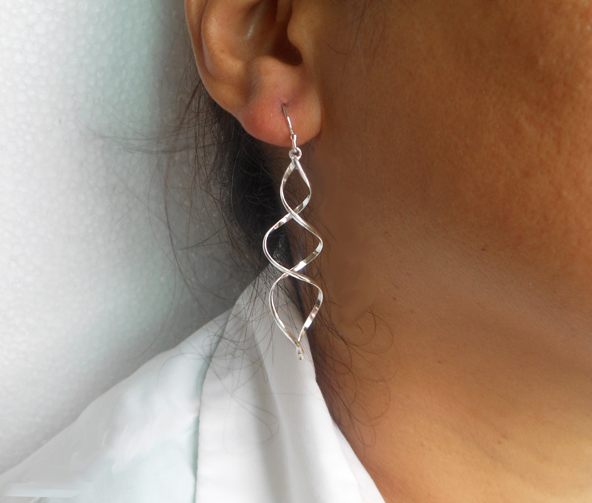 Handmade 925 Sterling Silver Spiral Dangle Earrings – Modern Twist Drop Jewelry - Image 10