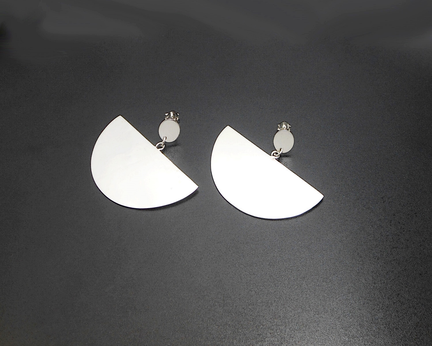 Handmade 925 Sterling Silver Half Circle Dangle Earrings – Modern Geometric Statement Jewelry - Image 10