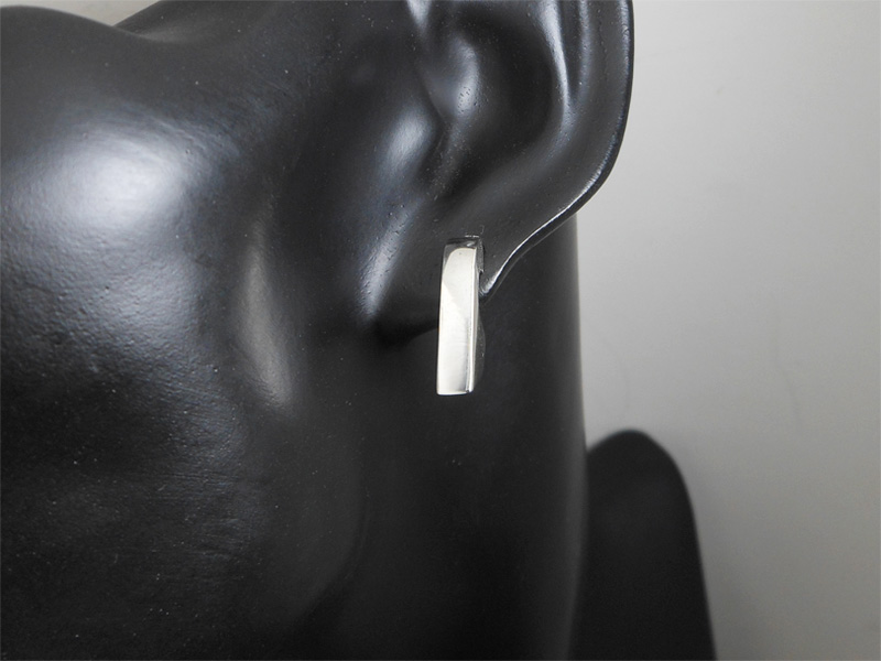 925 Sterling Silver Puffy Geometric Stud Earrings – Handmade Modern Jewelry - Image 2