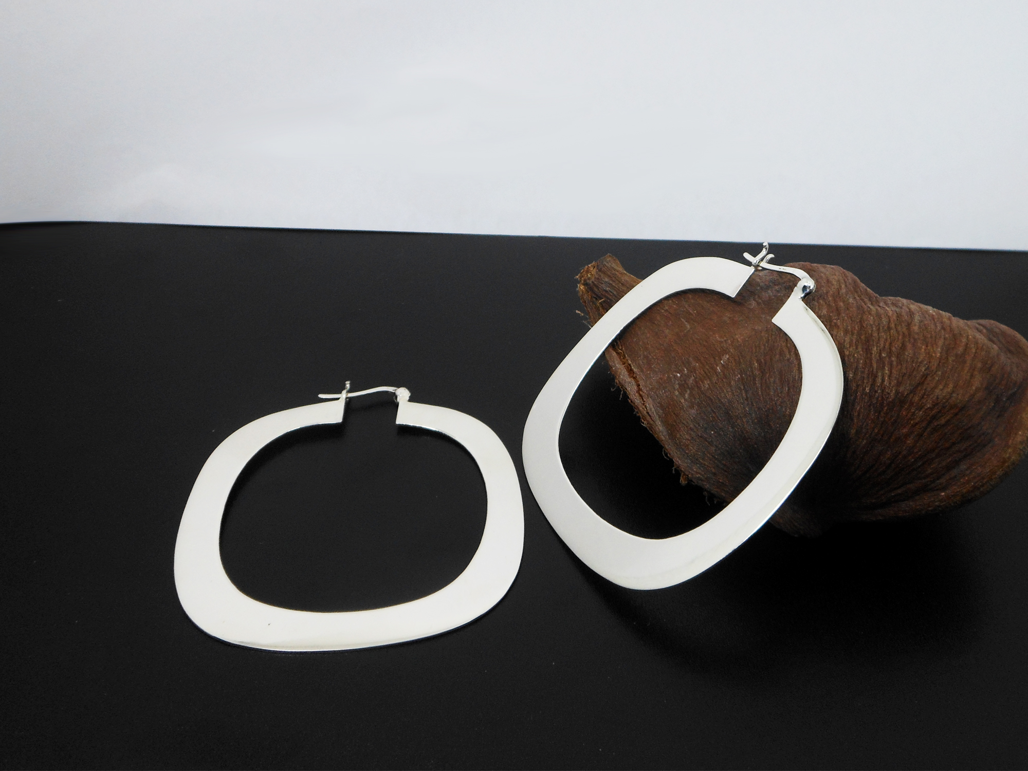 Handcrafted 50mm Flat Square Hoop Earrings – 925 Sterling Silver Women’s Jewelry - Image 2