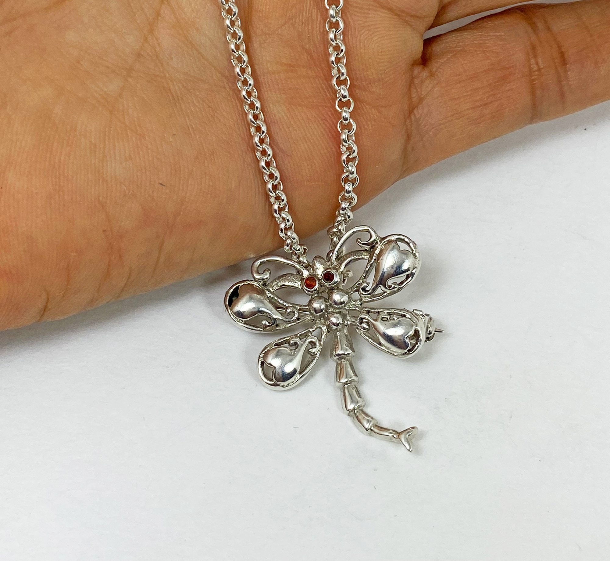 Sup Silver Dragonfly Brooch 925 Sterling Silver, Handmade Dragonfly Pendant Jewelry Gifts - Image 2