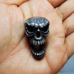 Handmade 925 Sterling Silver Skull Pendant & Key Holder - Gothic Mens Jewelry