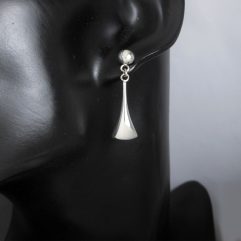 Puffy Tapered Cone Dangle Earrings 925 Sterling Silver | Handmade Geometric Jewelry