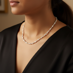 Handmade 925 Sterling Silver Fancy Ball Bead Necklace - Minimalist Boho-Chic Jewelry