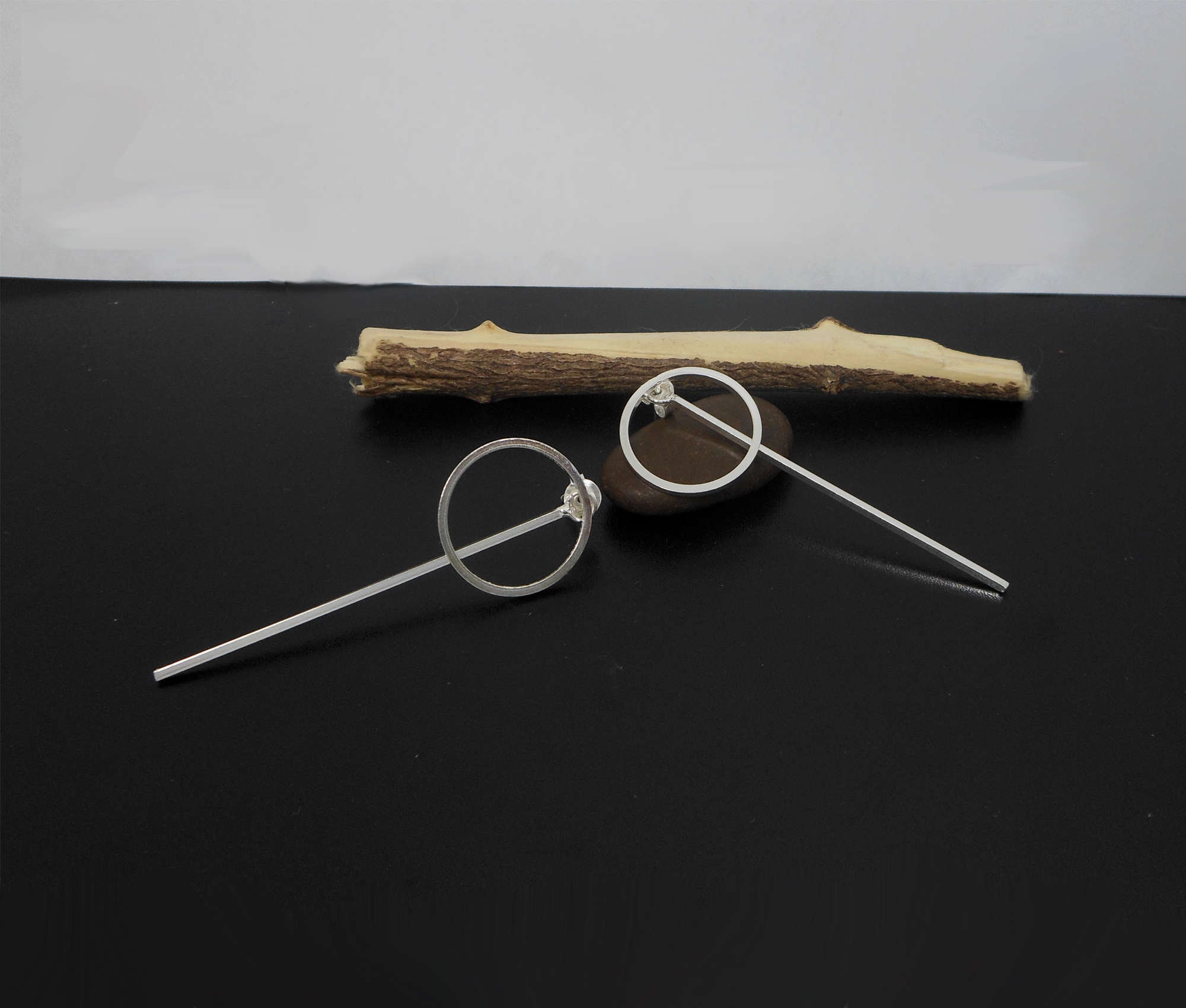 Minimalist 925 Sterling Silver Convertible Circle & Bar Dangle Earrings – Handmade Geometric Jewelry - Image 10