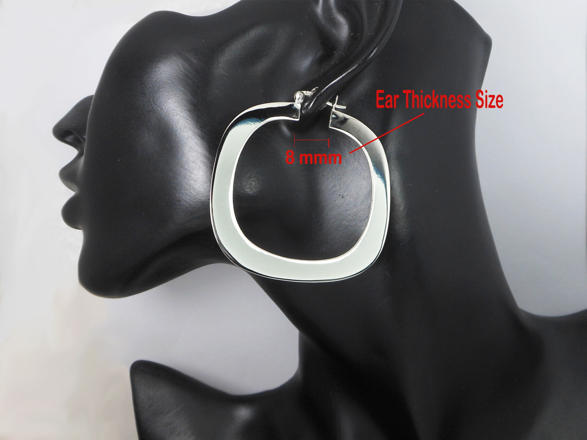 Handcrafted 50mm Flat Square Hoop Earrings – 925 Sterling Silver Women’s Jewelry - Image 11