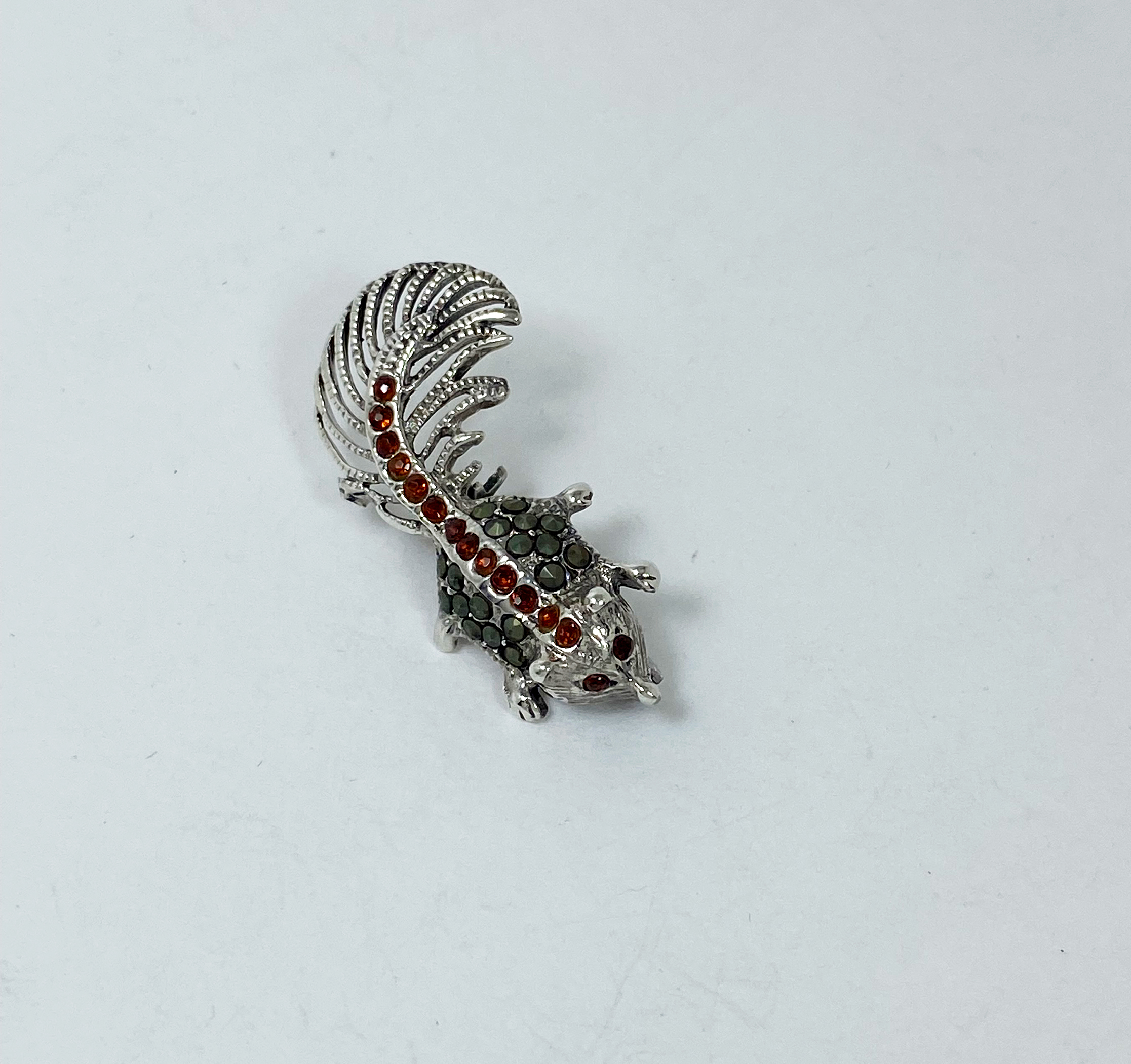 Minimalist Marcasite Squirrel Brooch 925 Sterling Silver, Handmade Animal Pin Jewelry Gifts - Image 8
