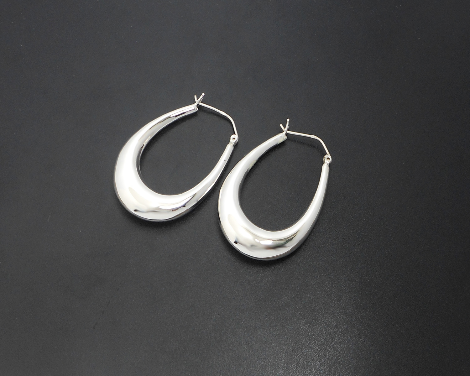 Handmade Long Oval Puffy Hoop Earrings – 925 Sterling Silver Tapered Statement Jewelry - Image 11