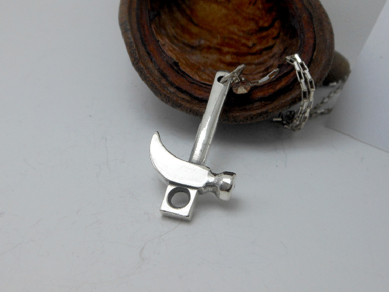 Handmade 925 Sterling Silver Hammer Pendant - Unisex 3D Tool Charm | Sup Silver - Image 11