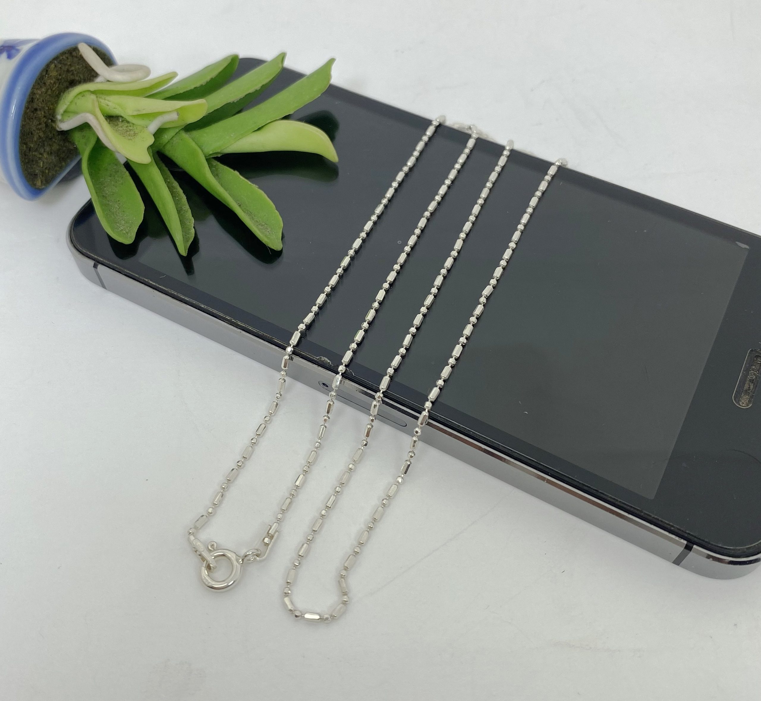 Handmade Minimalist Fancy Cutting Beads Chain Necklace - 925 Sterling Silver for Her - Image 11