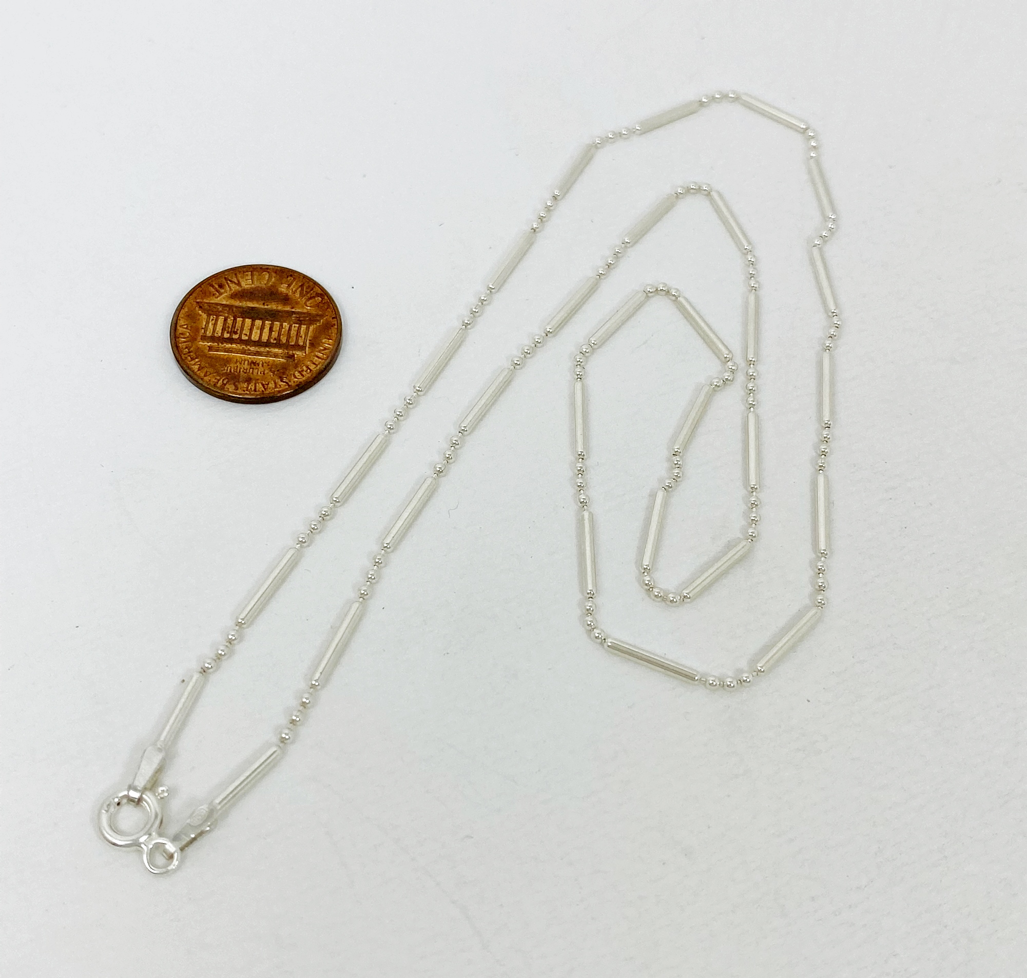 Handmade 925 Sterling Silver Bar and Bead Chain Necklace - Minimalist Dainty Jewelry - Image 11