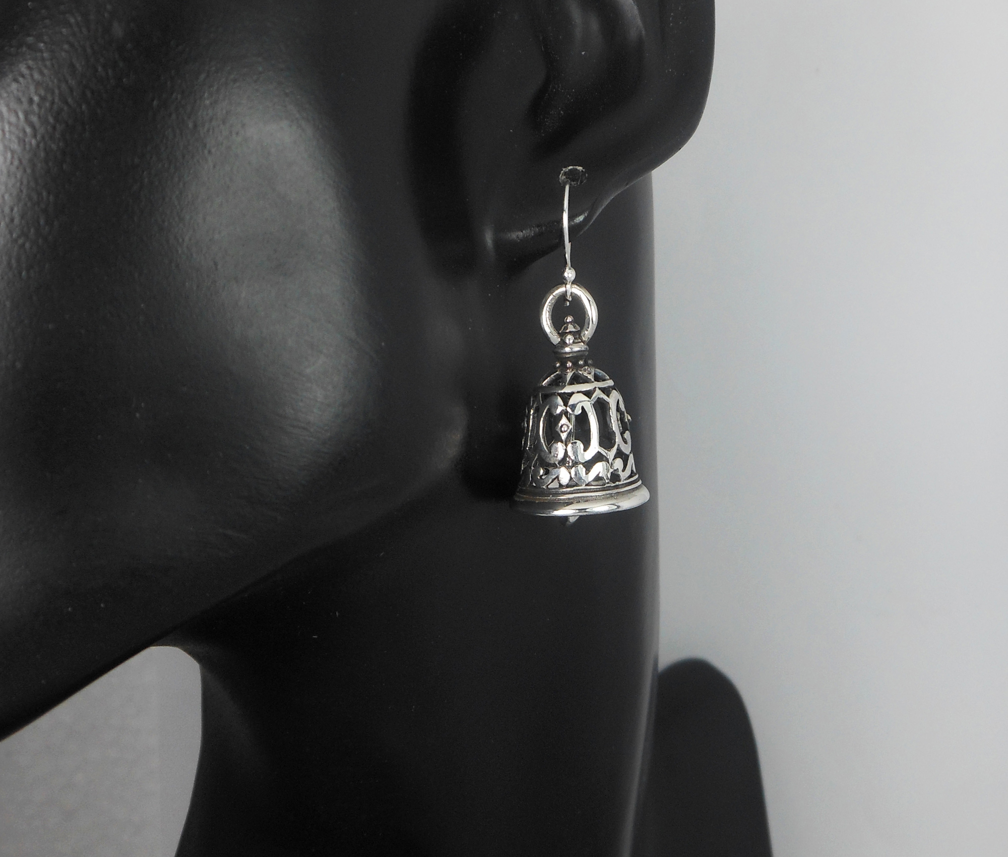 Handmade 925 Sterling Silver Thai Art Bell Drop Earrings – Intricate Textured Jewelry - Image 11