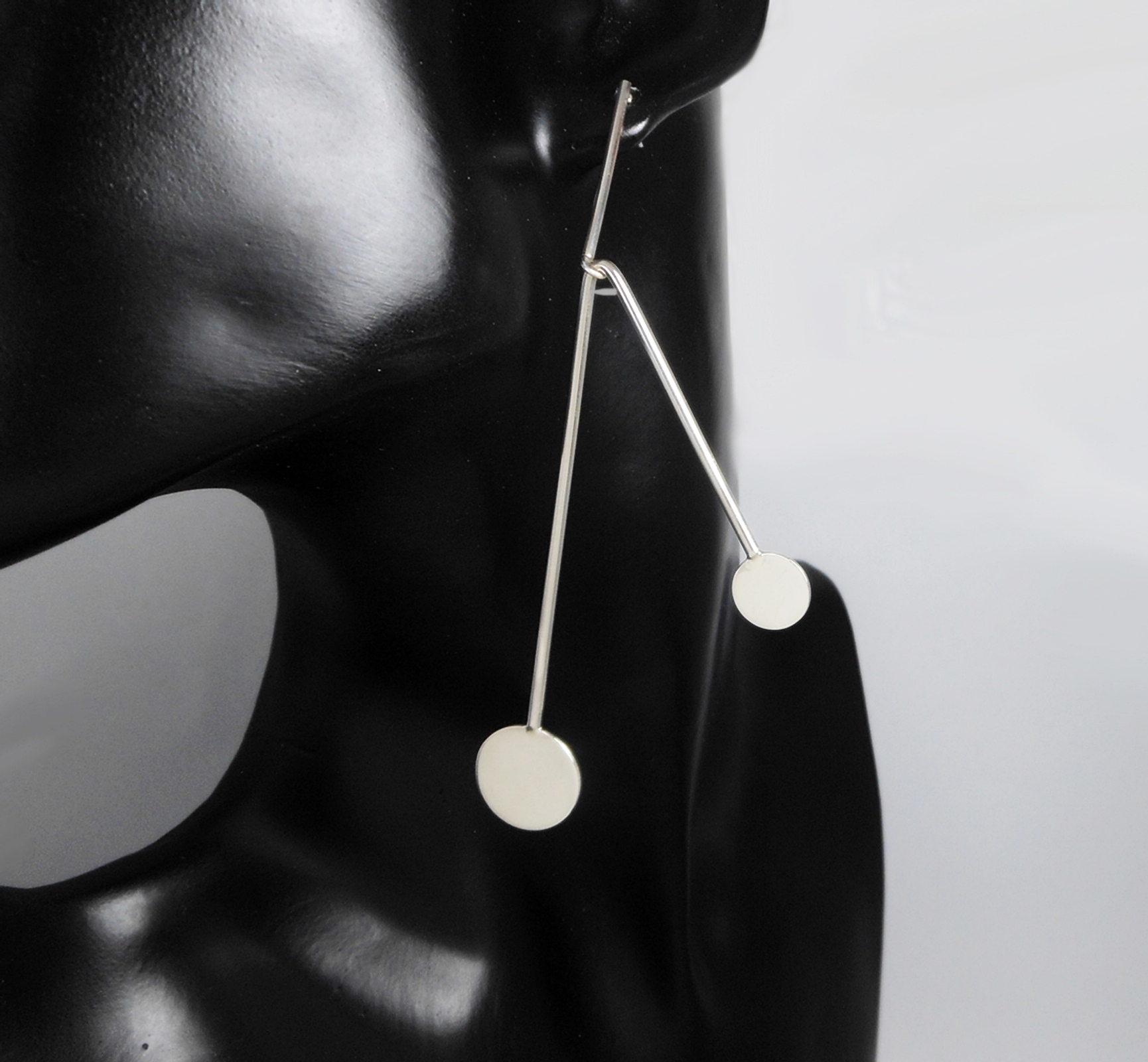 Handmade 925 Sterling Silver Mismatched Dangle Earrings – Modern Geometric Statement Jewelry - Image 10