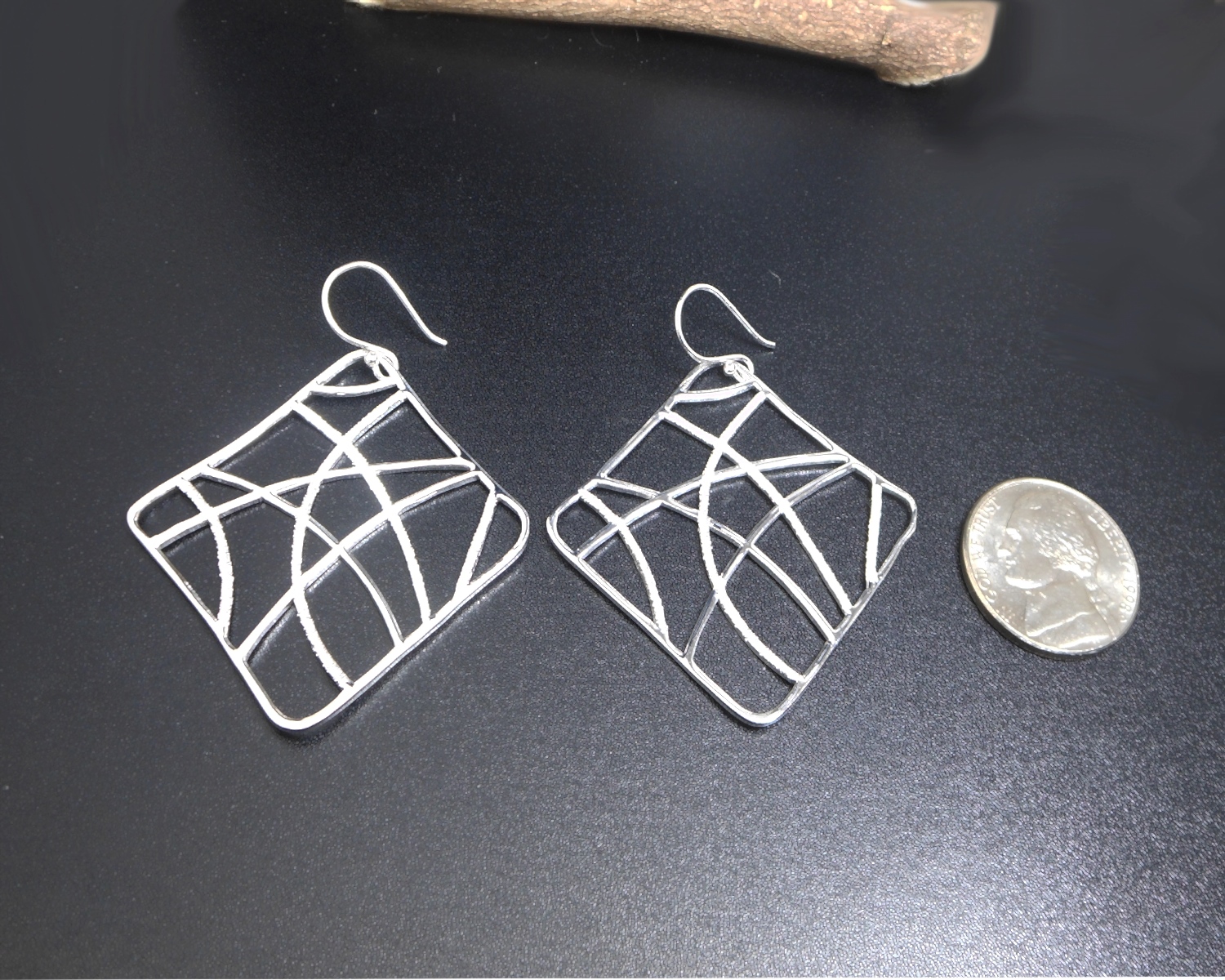 Handmade 925 Sterling Silver Perforated Web Square Dangle Earrings – Modern Geometric Statement Jewelry - Image 11