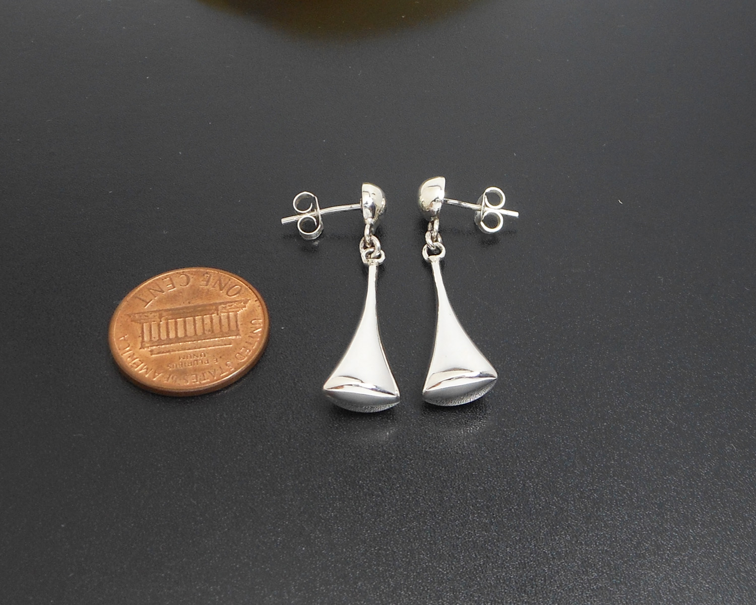 Puffy Tapered Cone Dangle Earrings 925 Sterling Silver | Handmade Geometric Jewelry - Image 10