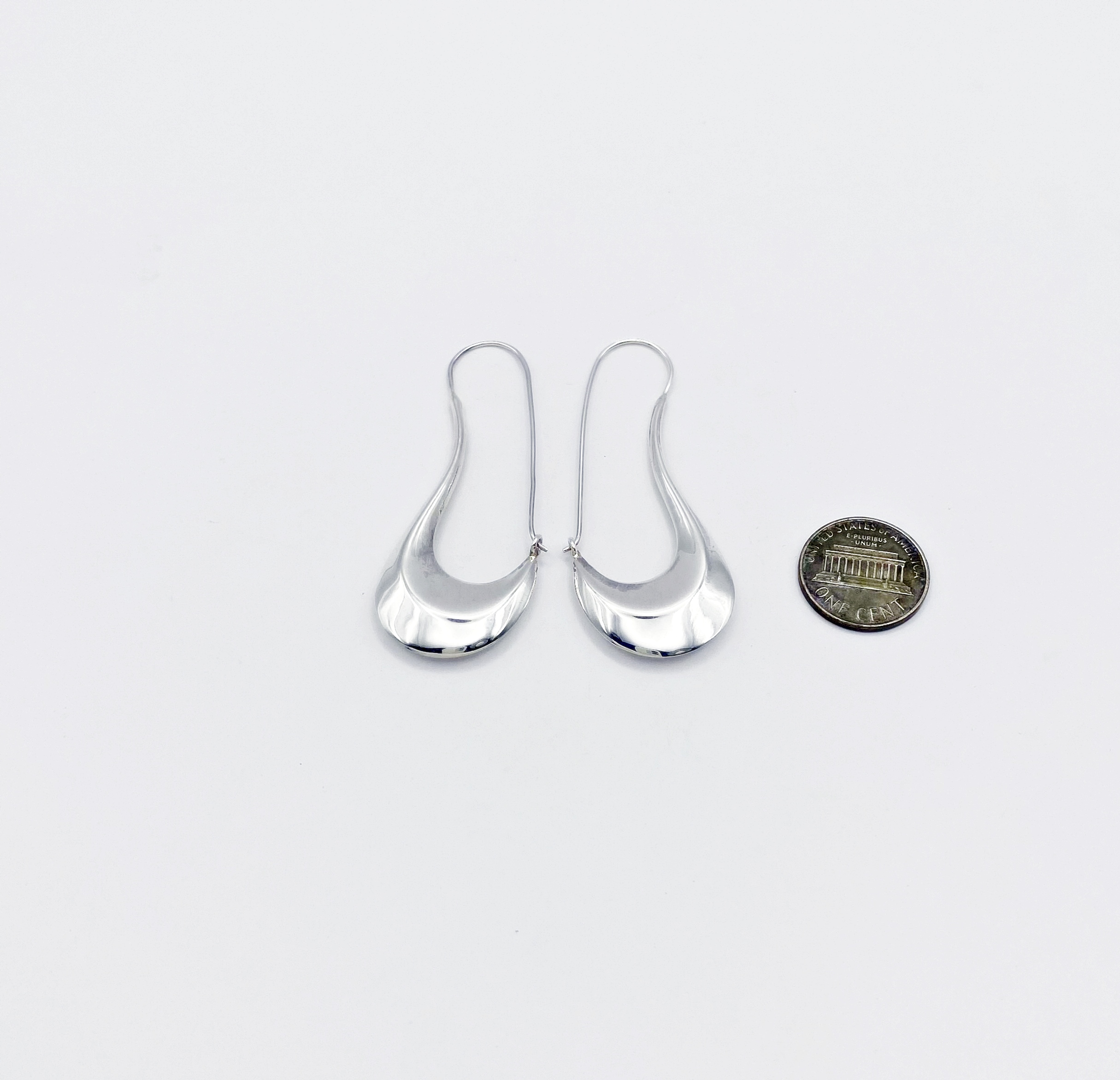 925 Sterling Silver Puffy Pipe Dangle Hoops –Handmade Sculptural Earrings - Image 17