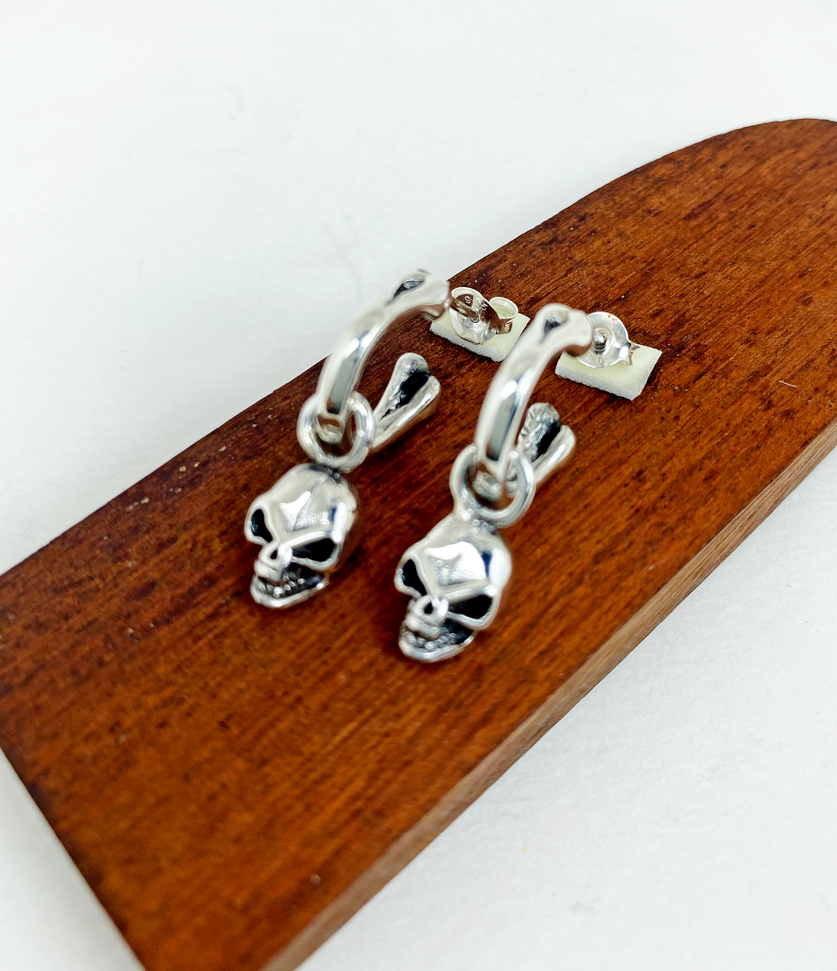 Handmade 925 Sterling Silver Eyebrow Skull Hoop Earrings – Gothic Halloween Jewelry - Image 11