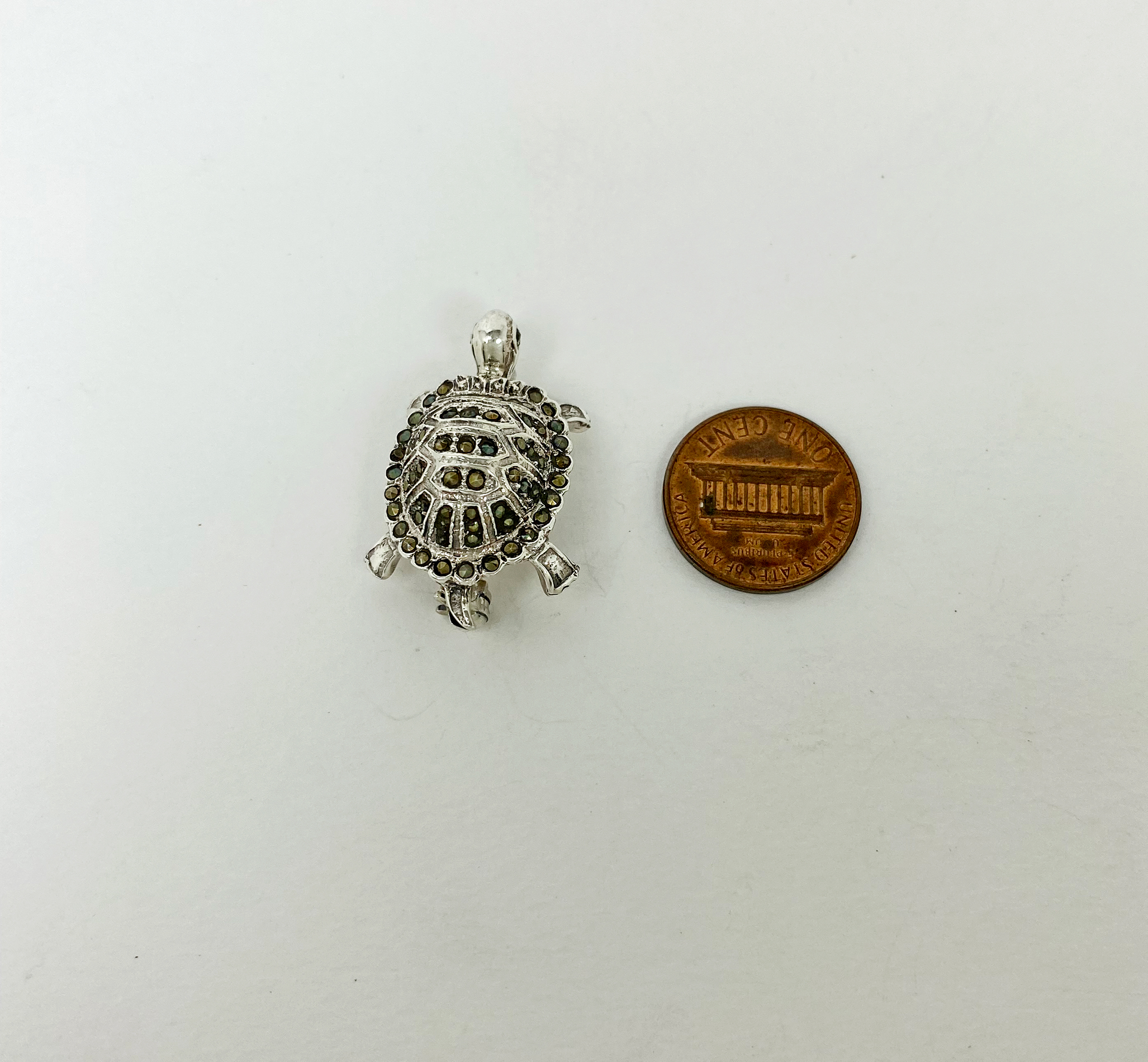 Sup Silver Marcasite Climbing Turtle Brooch 925 Sterling Silver, Handmade Animal Pin Jewelry Gifts - Image 6