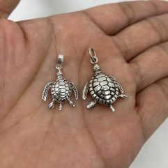 Handmade 925 Sterling Silver Movable Turtle Pendant - Nautical Animal Jewelry