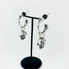 925 Sterling Silver Skull Hoop Earrings – Handmade Gothic Drop Earrings | Sup Silver