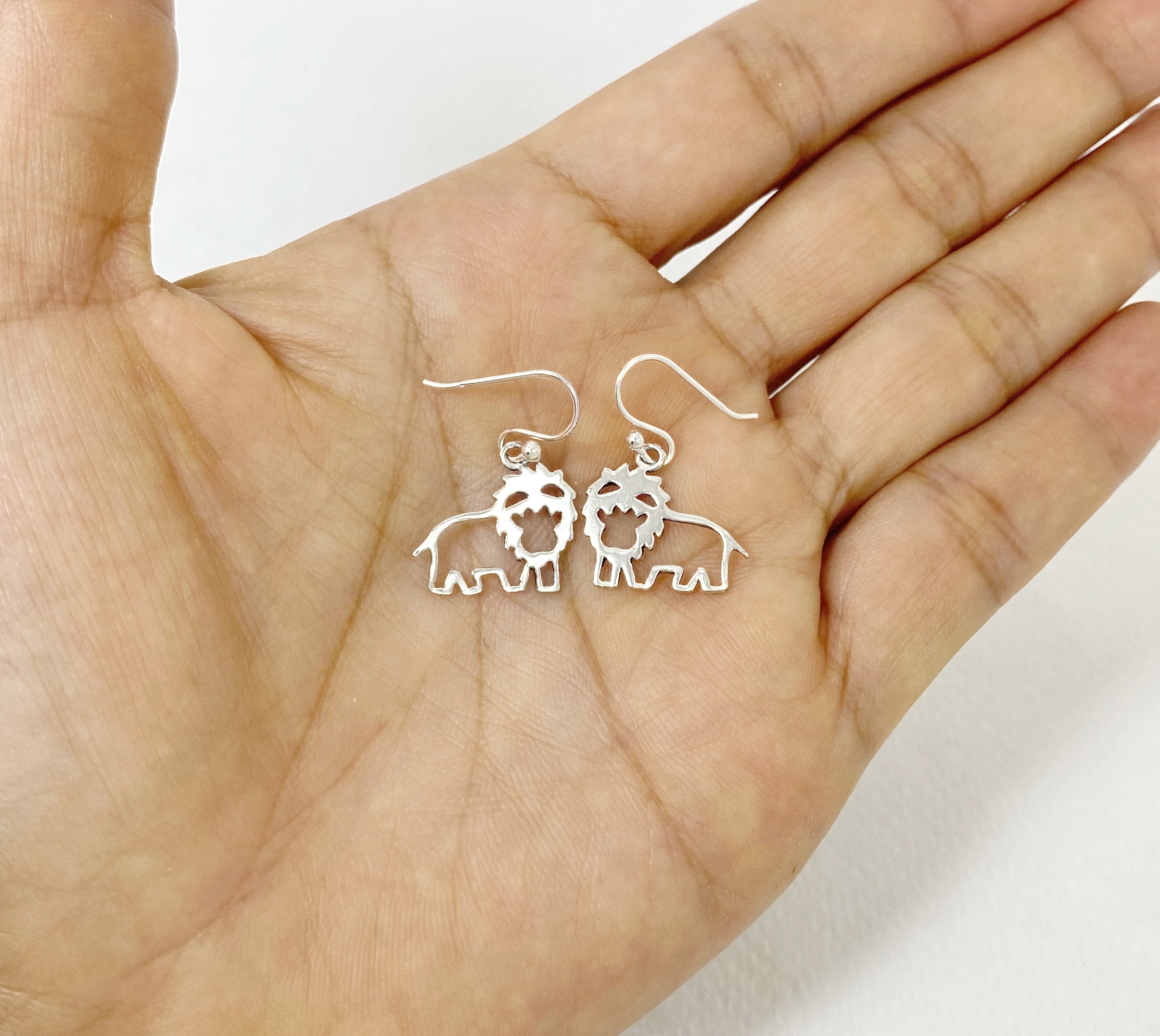 Handmade 925 Sterling Silver Smiling Cutout Lion Dangle Earrings – Playful Animal Jewelry - Image 12