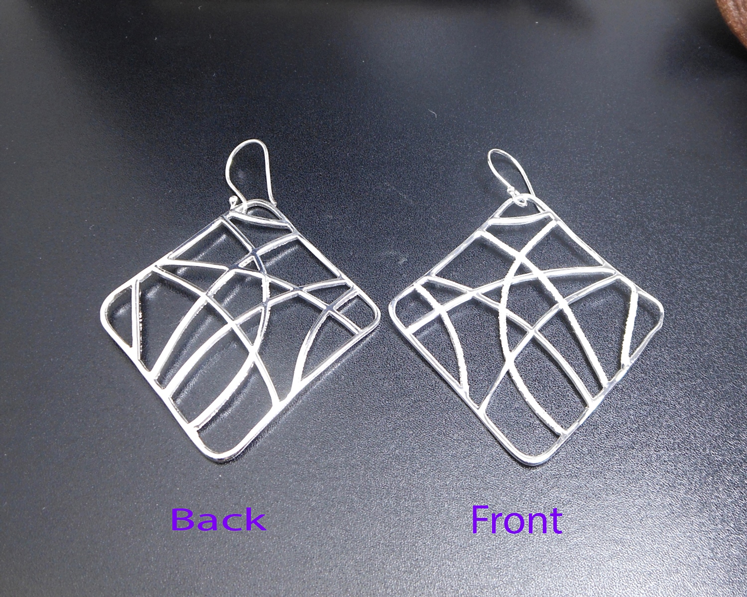 Handmade 925 Sterling Silver Perforated Web Square Dangle Earrings – Modern Geometric Statement Jewelry - Image 12
