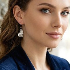 Puffy Chubby Sitting Cat Dangle Earrings 925 Sterling Silver | Handmade Cat Lover Gift