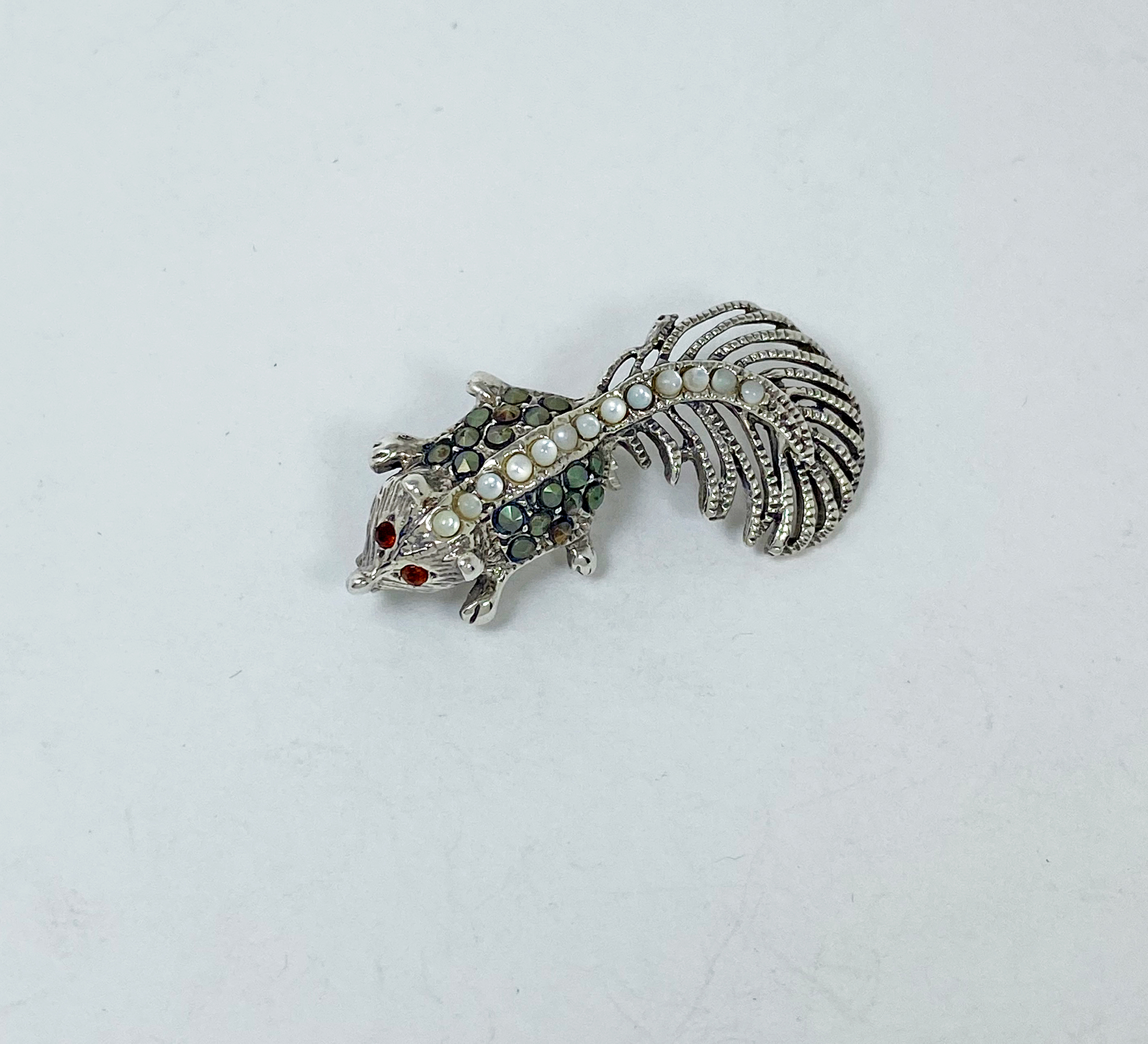 Minimalist Marcasite Squirrel Brooch 925 Sterling Silver, Handmade Animal Pin Jewelry Gifts - Image 10