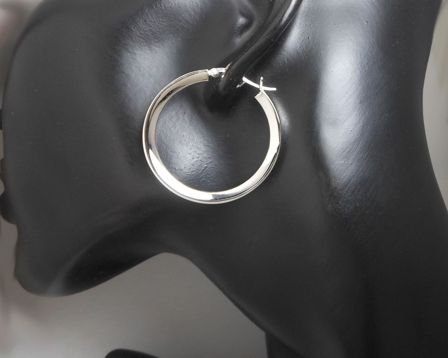 Handcrafted 36mm Knife Edge Hoop Earrings – 925 Sterling Silver Statement Jewelry - Image 13