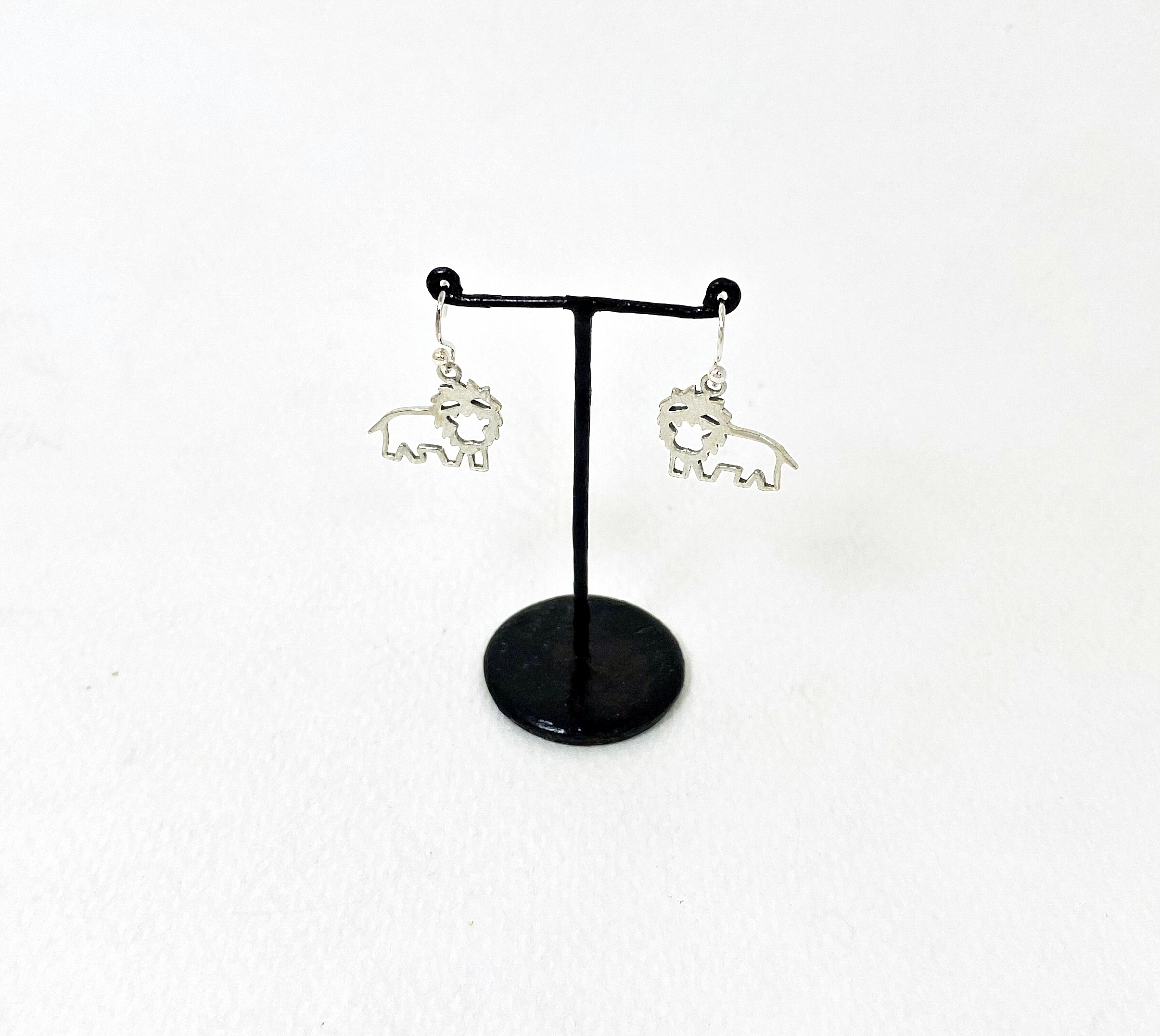Handmade 925 Sterling Silver Smiling Cutout Lion Dangle Earrings – Playful Animal Jewelry - Image 13