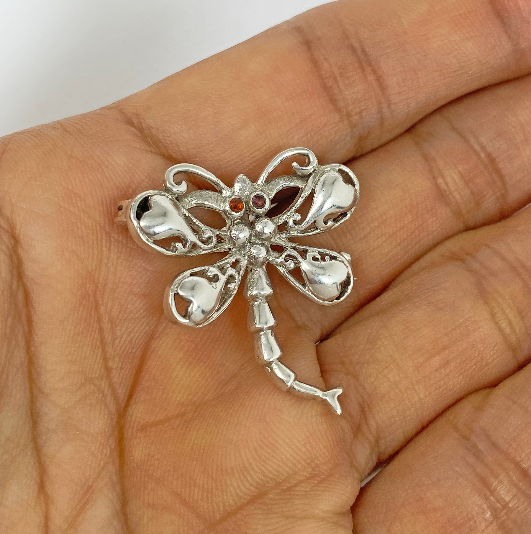 Sup Silver Dragonfly Brooch 925 Sterling Silver, Handmade Dragonfly Pendant Jewelry Gifts - Image 9