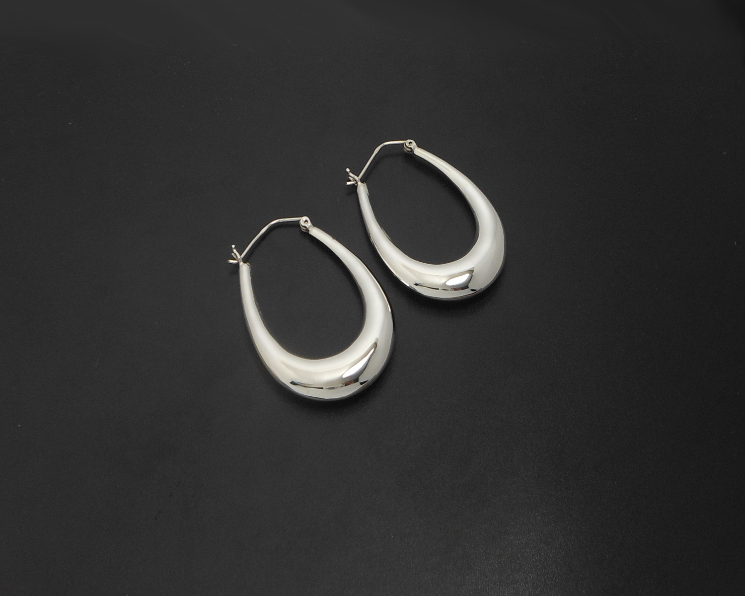 Handmade Long Oval Puffy Hoop Earrings – 925 Sterling Silver Tapered Statement Jewelry - Image 14