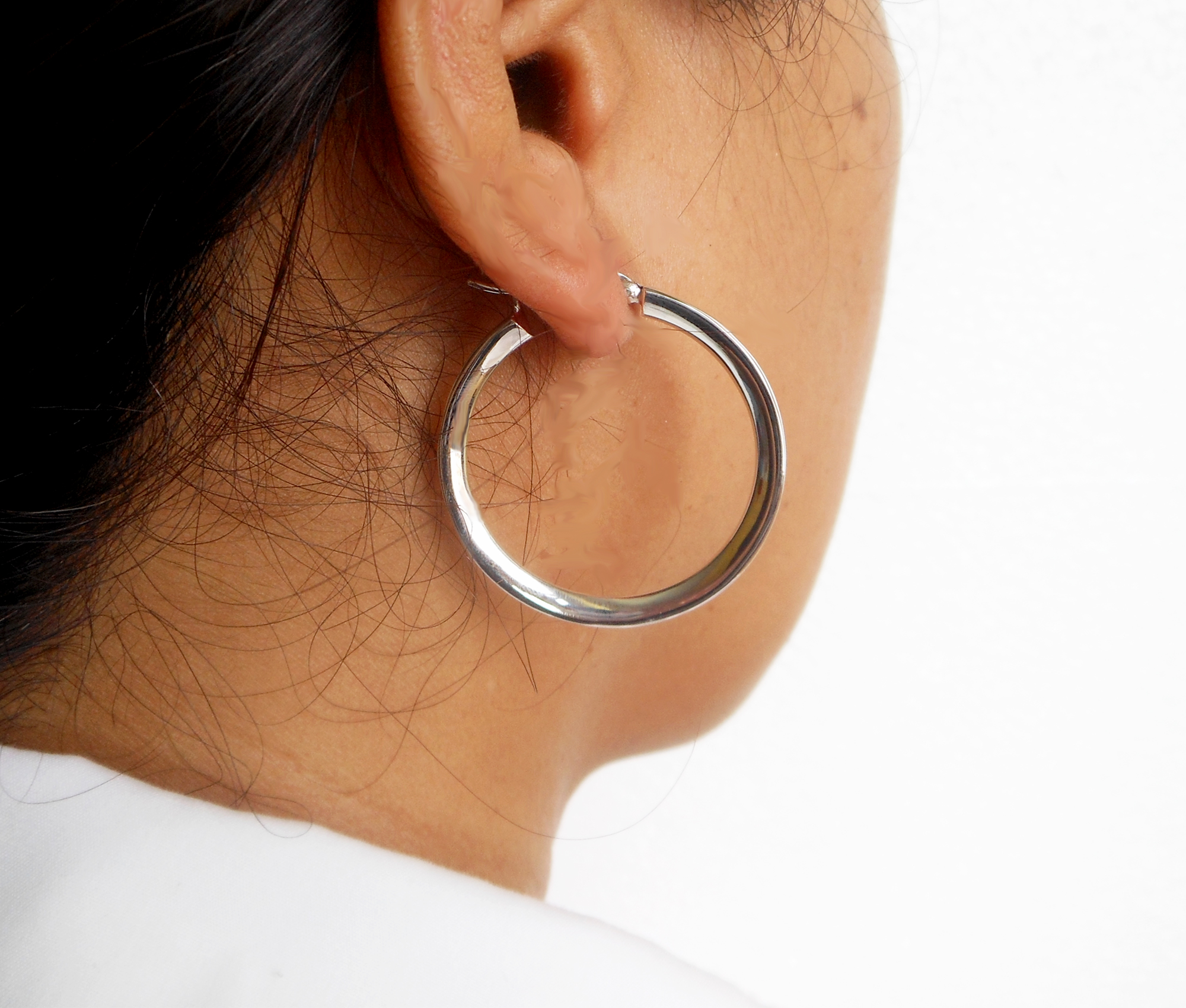 Handcrafted 36mm Knife Edge Hoop Earrings – 925 Sterling Silver Statement Jewelry - Image 14