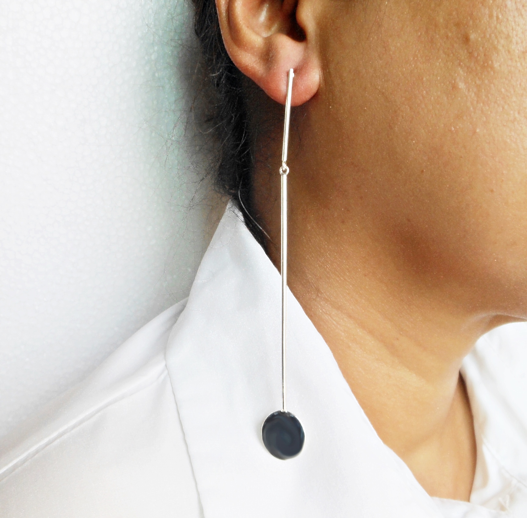 Handmade 925 Sterling Silver Mismatched Dangle Earrings – Modern Geometric Statement Jewelry - Image 13