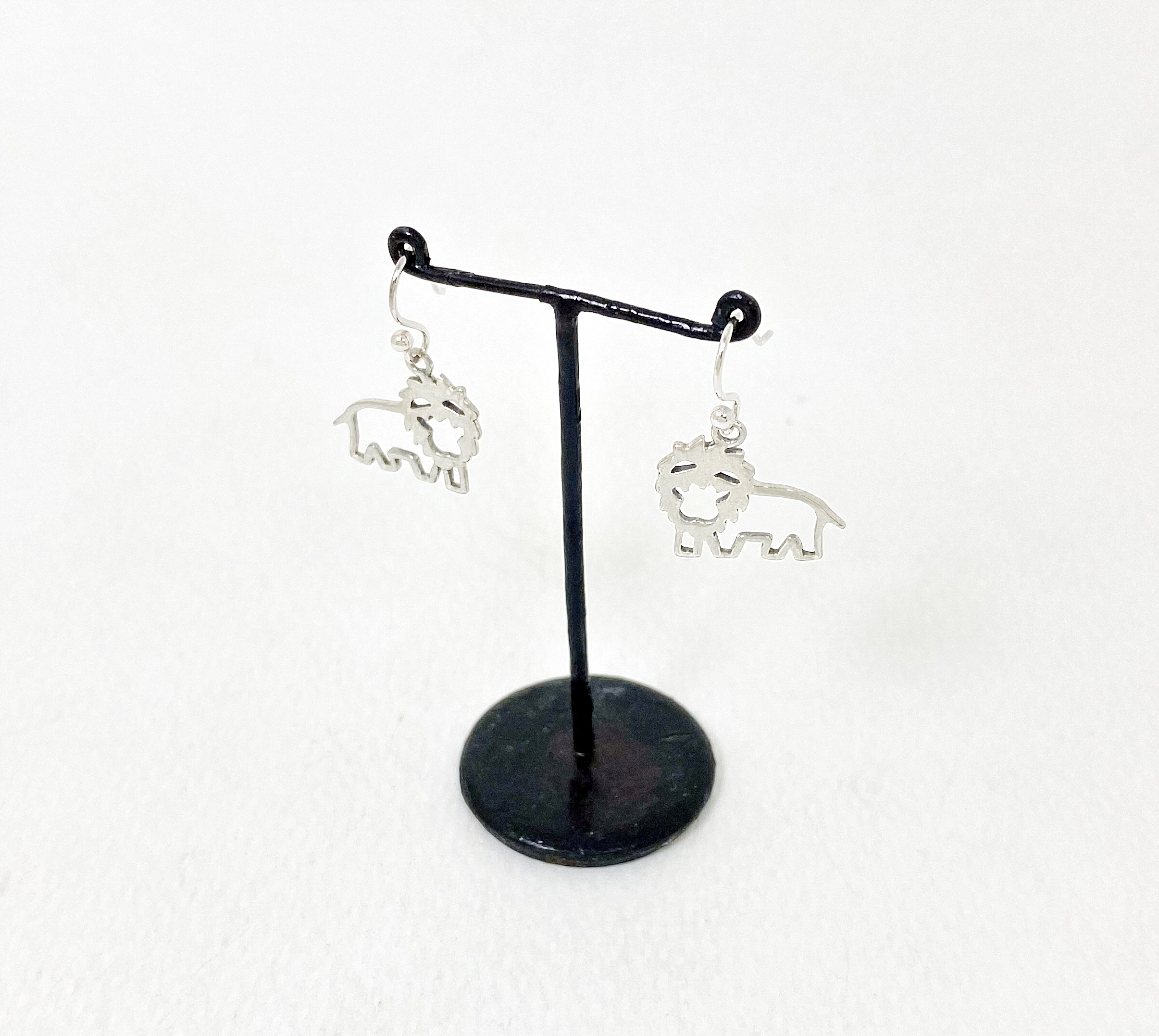 Handmade 925 Sterling Silver Smiling Cutout Lion Dangle Earrings – Playful Animal Jewelry - Image 14