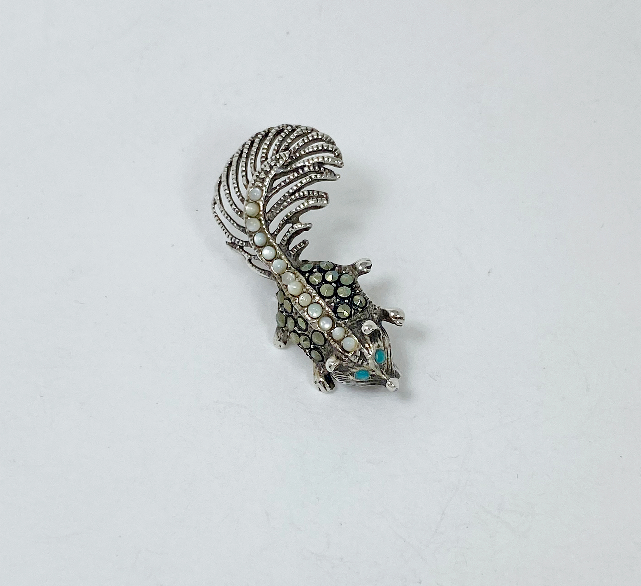 Minimalist Marcasite Squirrel Brooch 925 Sterling Silver, Handmade Animal Pin Jewelry Gifts - Image 12