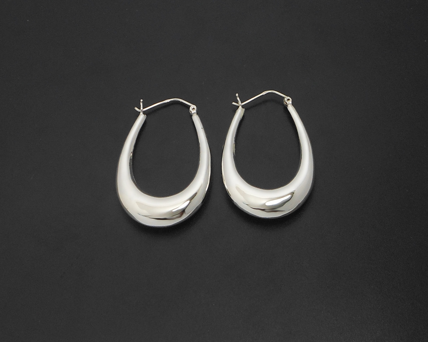 Handmade Long Oval Puffy Hoop Earrings – 925 Sterling Silver Tapered Statement Jewelry - Image 15