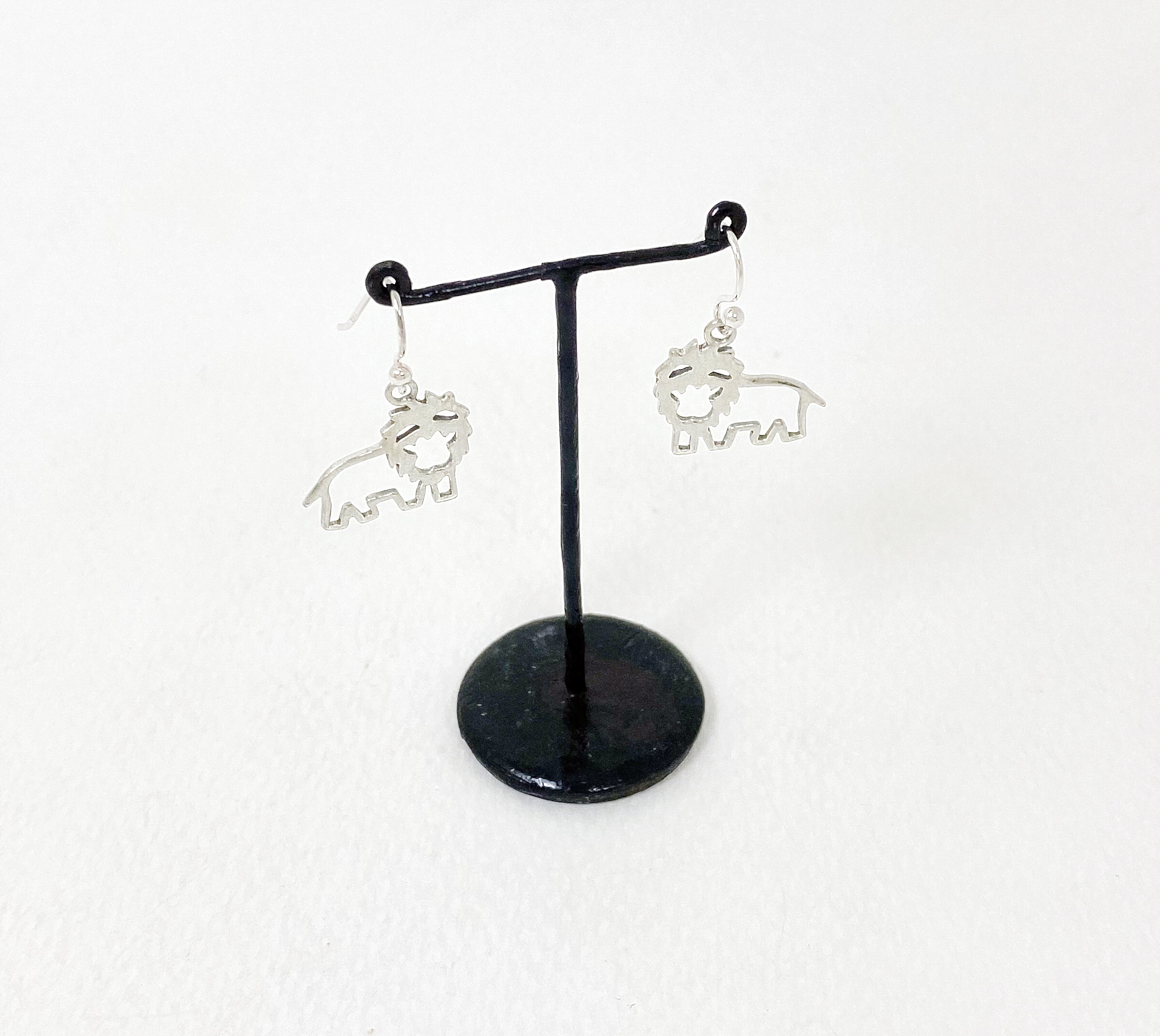 Handmade 925 Sterling Silver Smiling Cutout Lion Dangle Earrings – Playful Animal Jewelry - Image 15