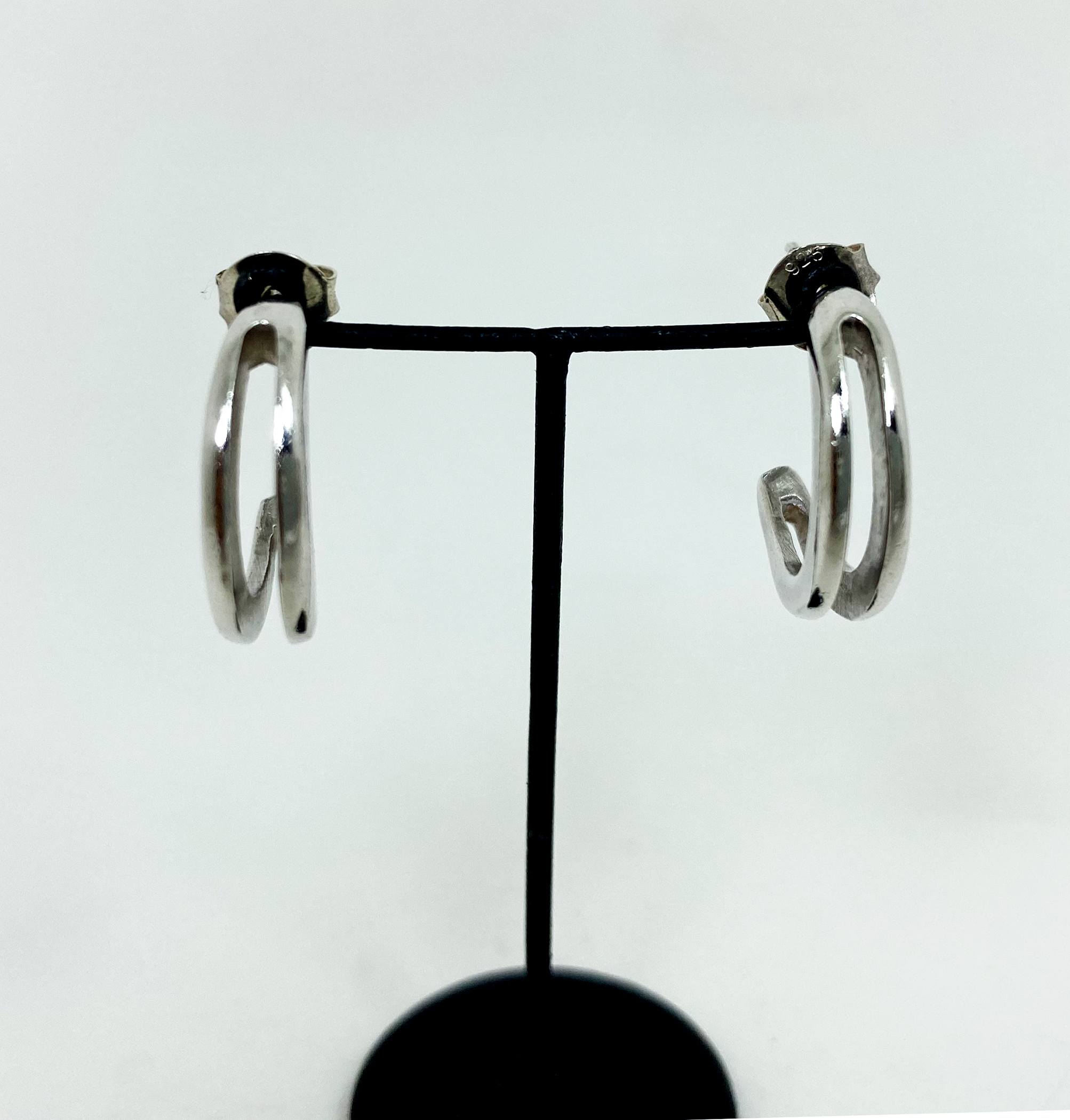 Minimalist 925 Sterling Silver Petal Hoop Earrings – Handmade Open Design Jewelry - Image 3