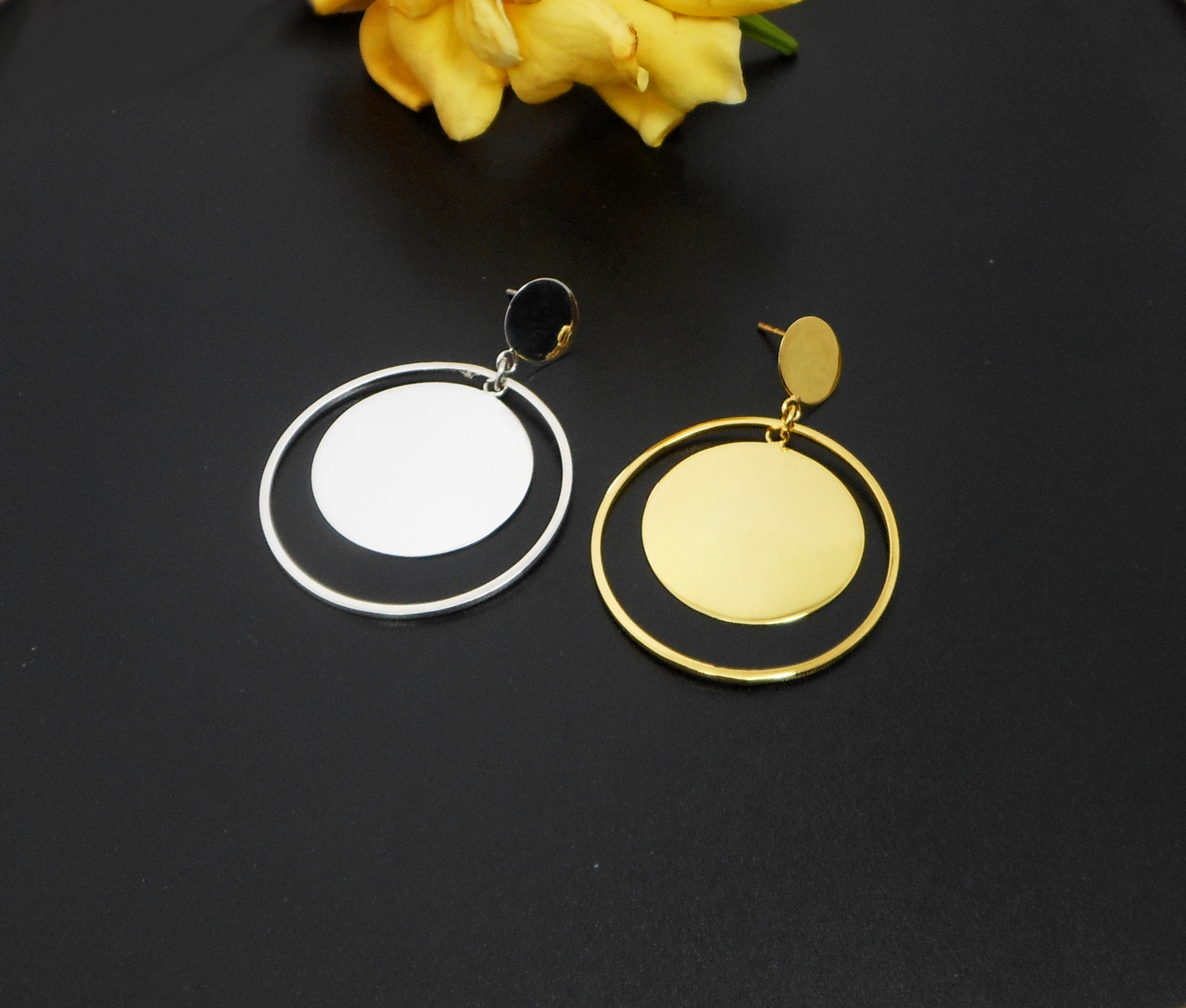 Handmade 925 Sterling Silver Spinning Circle & Disc Drop Earrings – Contemporary Geometric Jewelry - Image 16