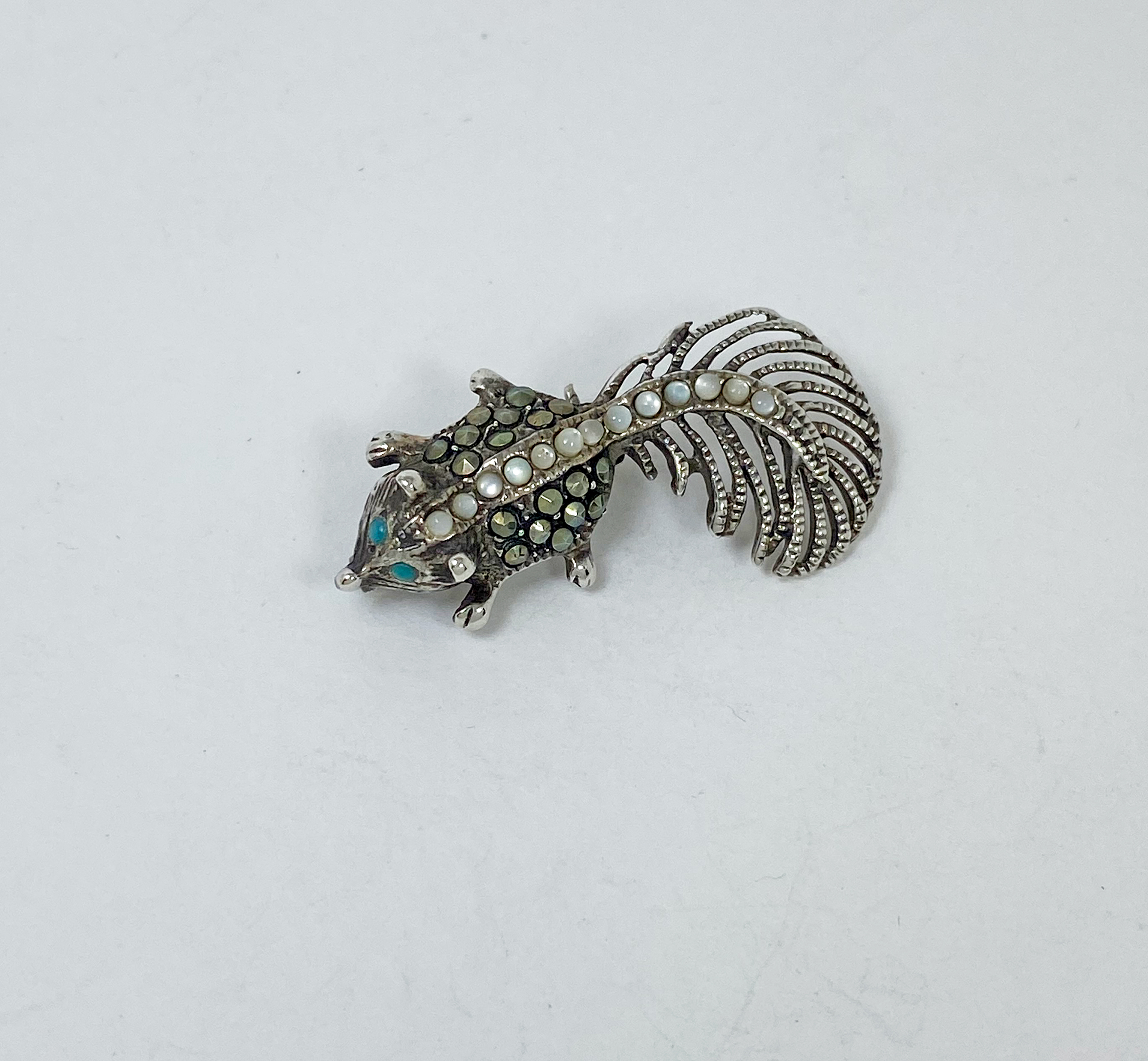 Minimalist Marcasite Squirrel Brooch 925 Sterling Silver, Handmade Animal Pin Jewelry Gifts - Image 13