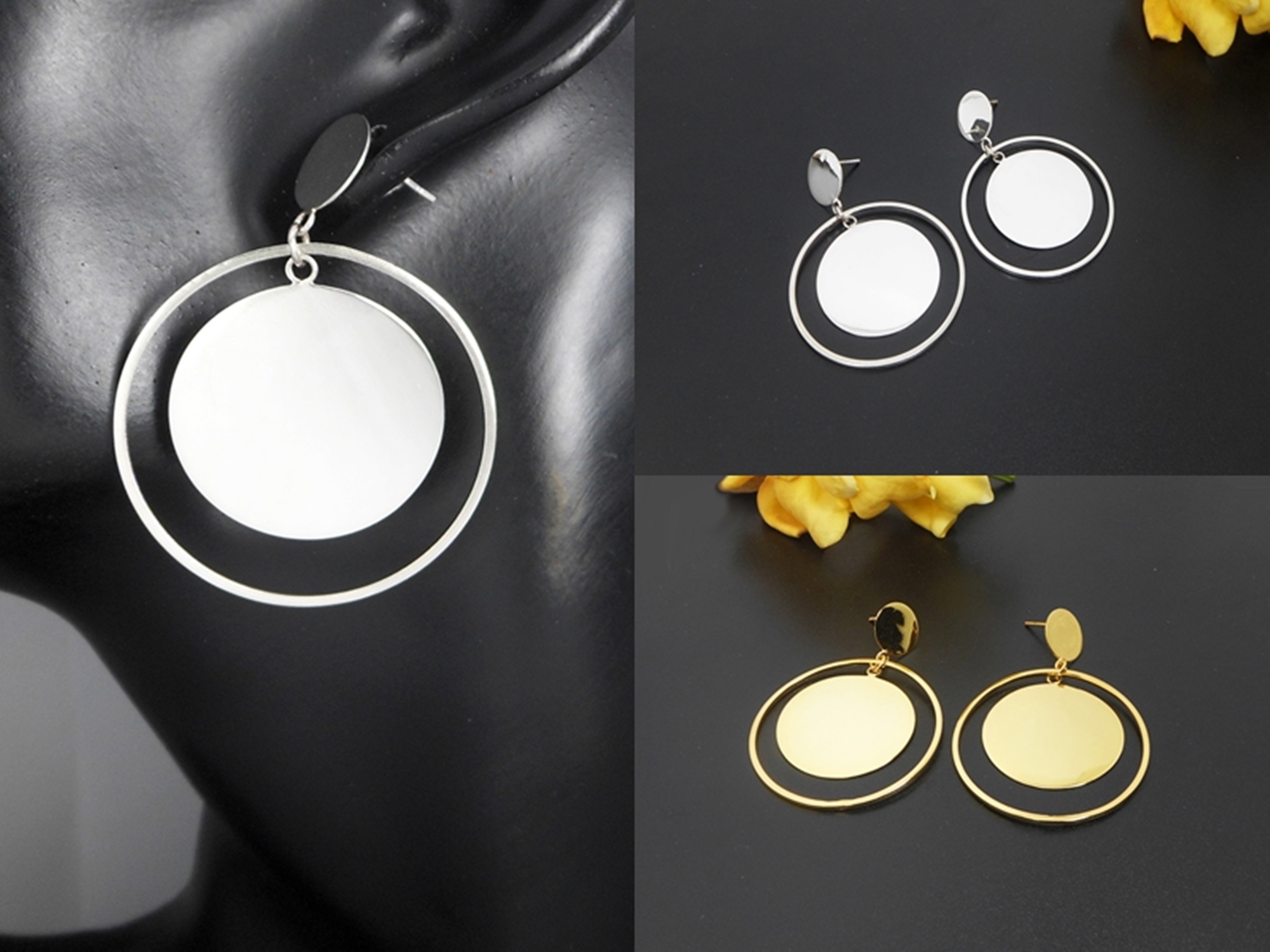 Handmade 925 Sterling Silver Spinning Circle & Disc Drop Earrings – Contemporary Geometric Jewelry - Image 17