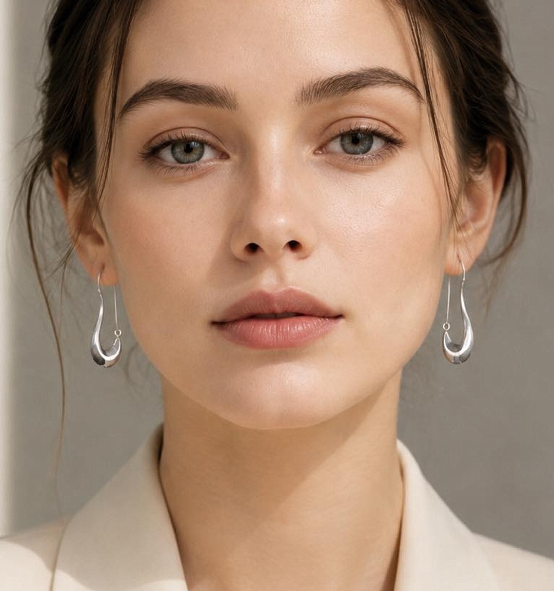 925 Sterling Silver Puffy Pipe Dangle Hoops –Handmade Sculptural Earrings - Image 6
