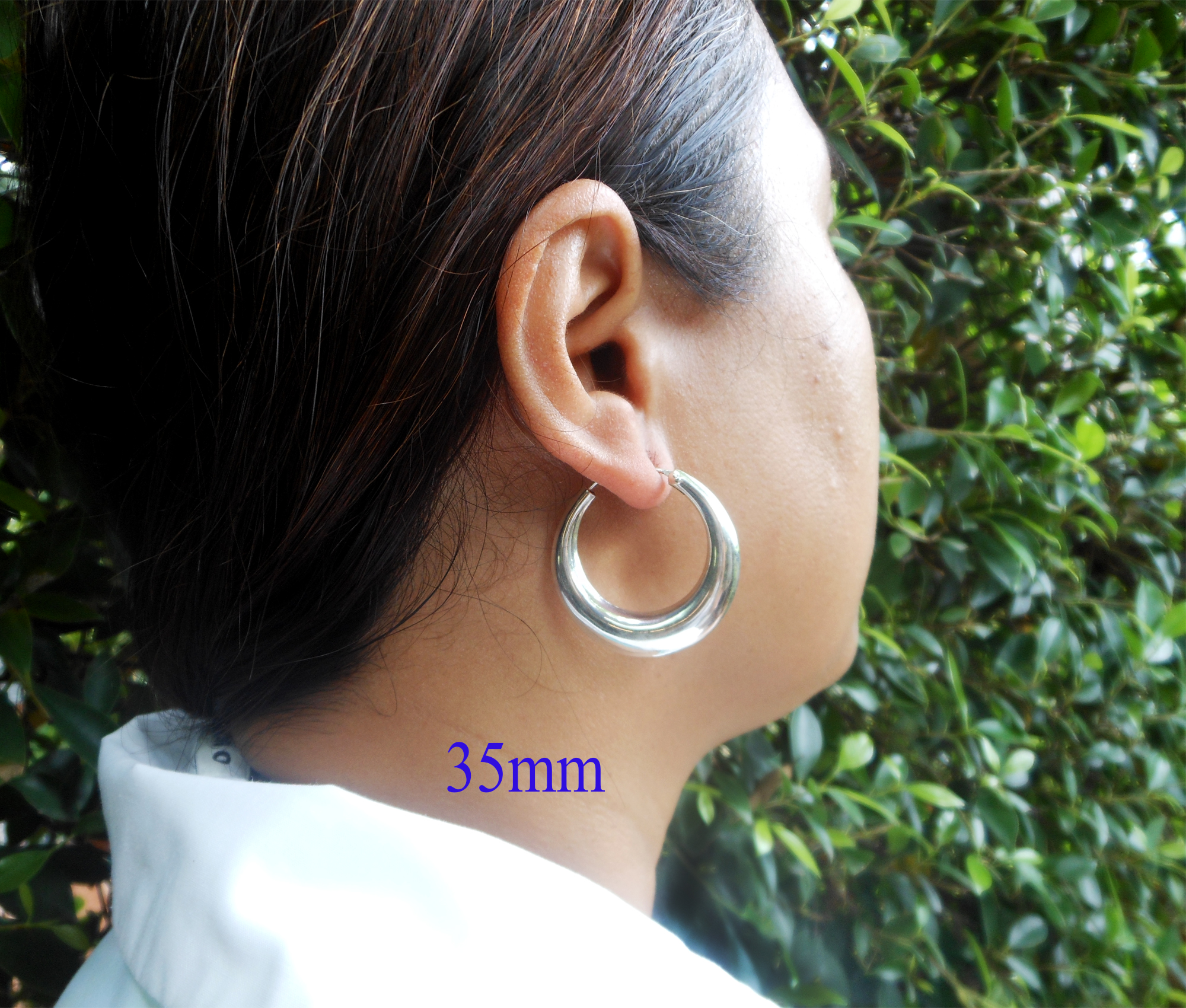 925 Sterling Silver Puffy Tribal Chubby Hoop Earrings - Handmade Round Hoops (Multi-Size) - Image 18
